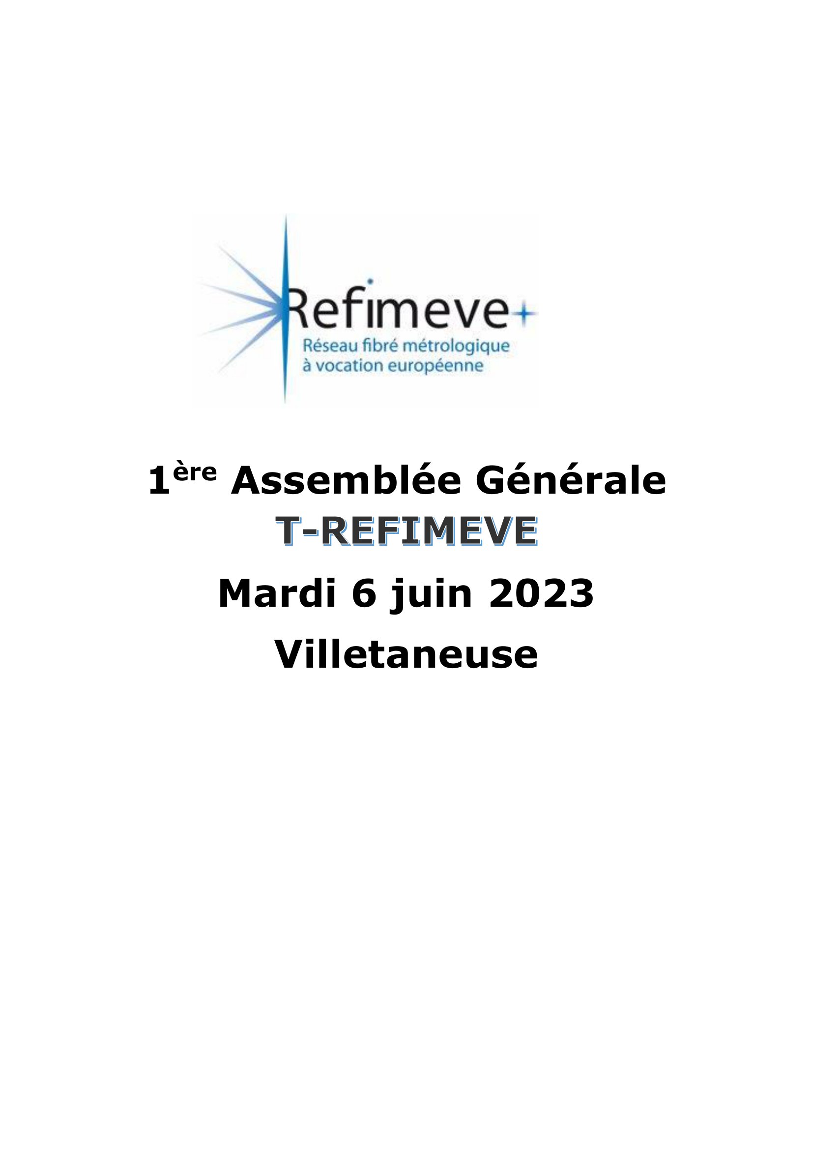 Assemblée Générale T-REFIMEVE 2023